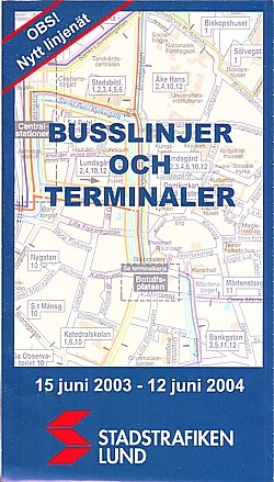 Stadstrafiken Lund. Linjekarta 2003