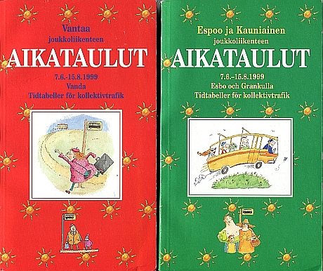 Vanda, Esbo+Grankulla tidtabeller 1999 sommar