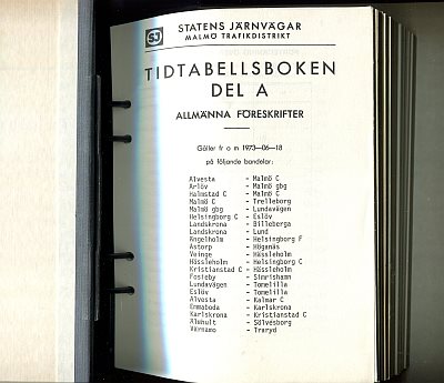 Tidtabellsboken del A, Malmö trafikdistrikt, 1973