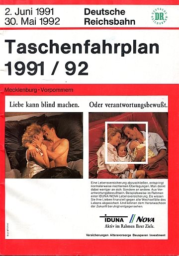 DR Taschenfahrplan Mecklenburg-Vorpommern 1991/92