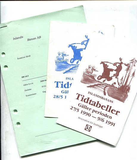 Inlandsbanan tidtabellsbok 2000