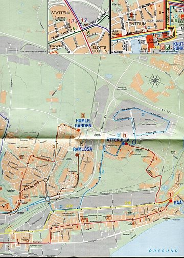 Helsingborgstrafiken linjenätskarta 1998